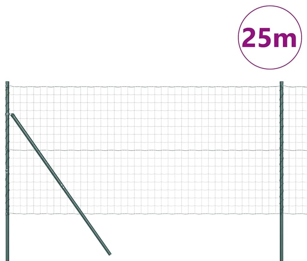 vidaXL Φράχτης με Στήλες. Πράσινο 1.2 x 25 m Ατσάλι