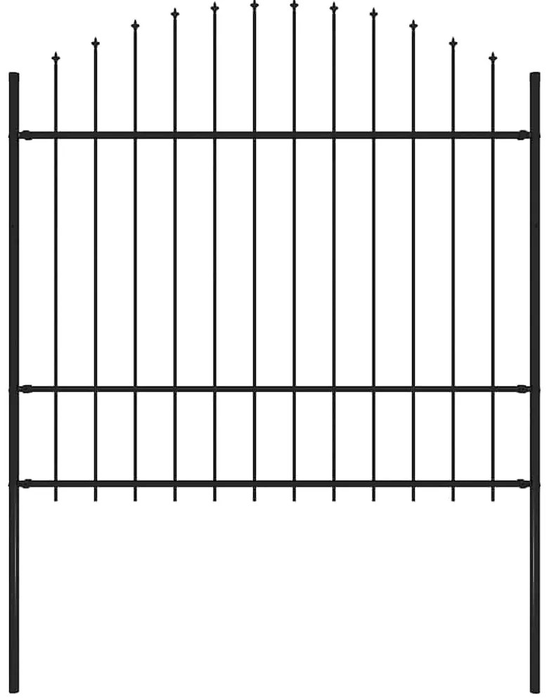 vidaXL Φράχτης Κήπου με Κορυφή Δόρυ από Ατσάλι 181 x 175 εκ. Μαύρος
