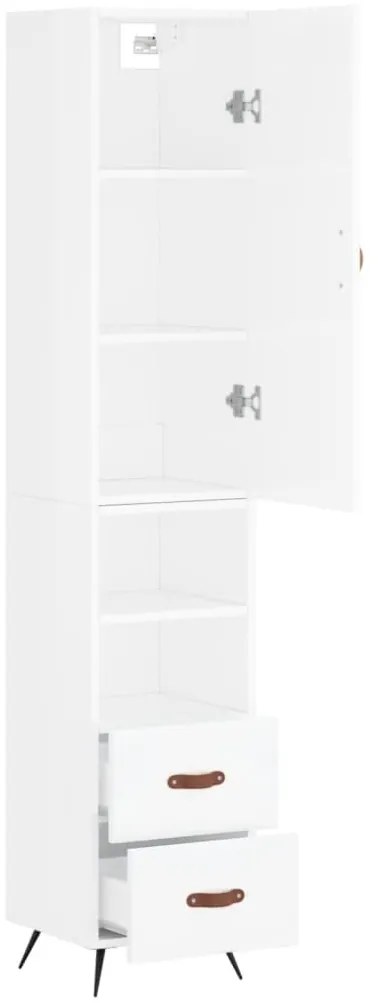 vidaXL Ντουλάπι Γυαλ. Λευκό 34,5 x 34 x 180 εκ. από Επεξεργασμένο Ξύλο