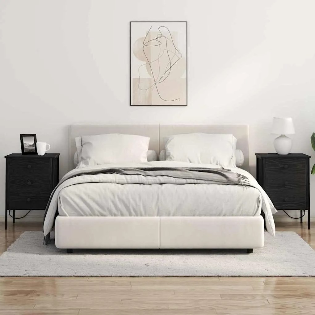vidaXL Κομοδίνο 2 pcs Μαύρη δρυς 42 x 41 x 61 εκ Επεξεργασμένο ξύλο