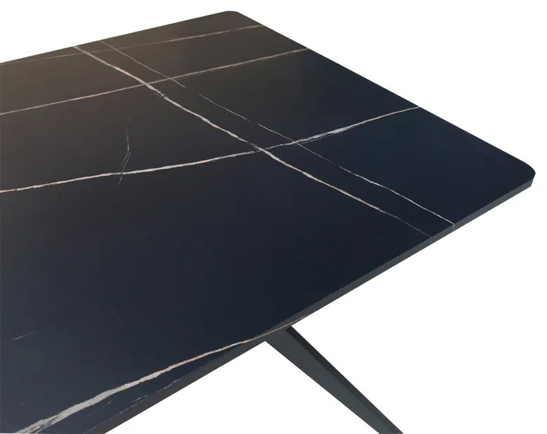 Τραπέζι Ezali pakoworld mdf μαύρη όψη μαρμάρου με μαύρα μεταλλικά πόδια 140x80x75εκ