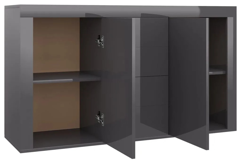 vidaXL Μπουφές Γυαλιστερό Γκρι 120 x 36 x 69 εκ. από Μοριοσανίδα