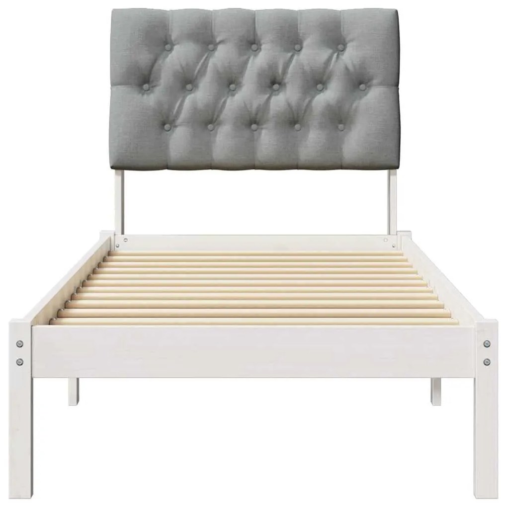 vidaXL Σκελετός Κρεβατιού με Επενδεδυμένο Κεφαλάρι Λευκό 75 x 190 cm