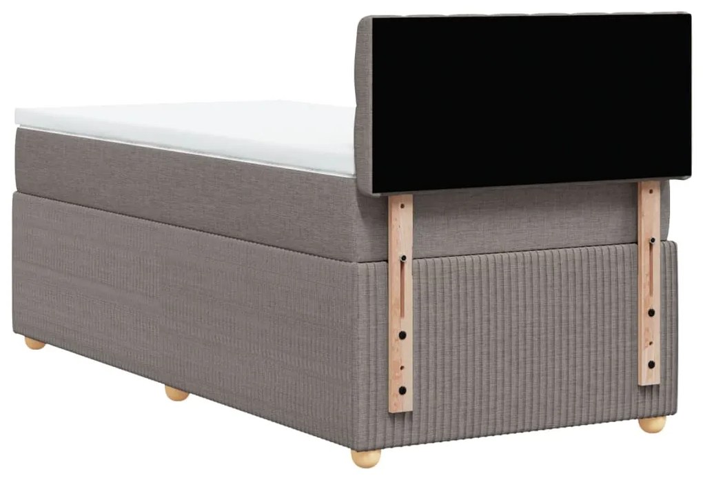 Κρεβάτι Boxspring με Στρώμα Taupe 80x200 εκ. Υφασμάτινο - Μπεζ-Γκρι