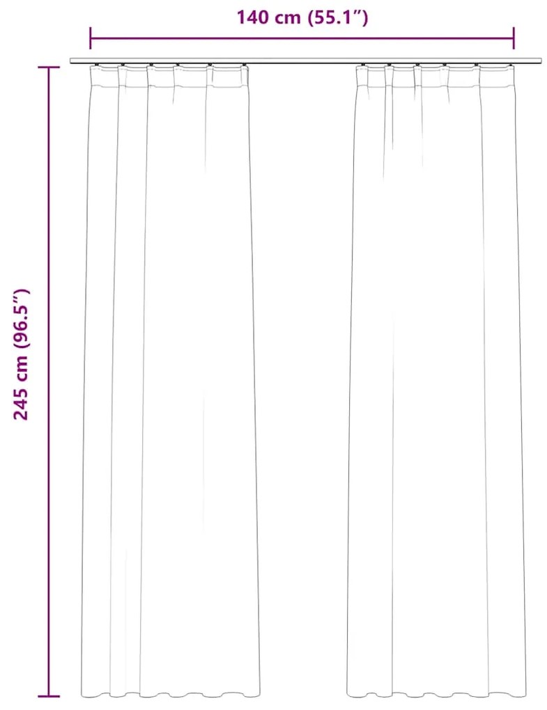 vidaXL Κουρτίνες Συσκότ. Γάντζοι 2 τεμ. Σκούρο Μπλε 140x245 εκ Βελούδο