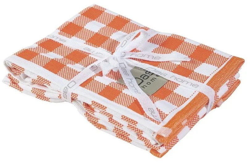 Ποτηρόπανα 0711 (Σετ 2τμχ) Orange-White Das Home 100% Cotton