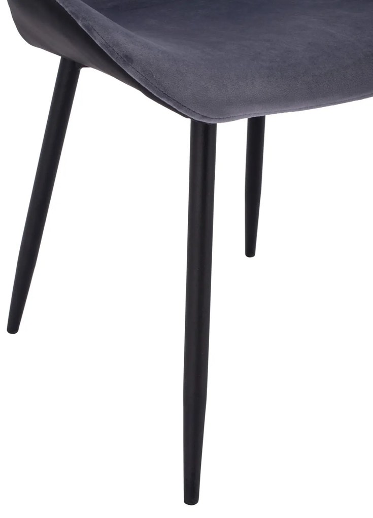 Καρέκλα ADALYN C8729.01 με PU Μαύρο kai Βελούδο Γκρί 51x58x82Υ εκ. 2αδα 51x58x82 εκ.