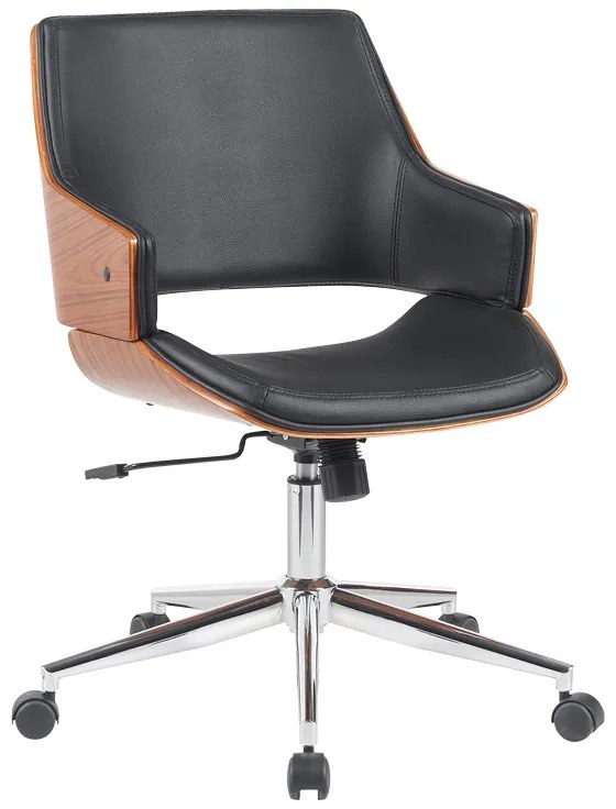 Καρέκλα γραφείου Setulo pakoworld μαύρο pu-βάση χρωμίου 53x61x79-89εκ