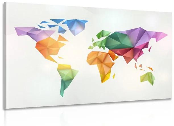 Έγχρωμος παγκόσμιος χάρτης εικόνας σε στυλ origami - 60x40