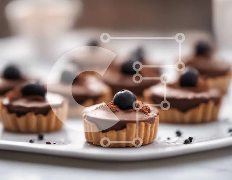 Intra Συλλεκτικό Ξύλινο Παζλ Plywood  4mm - Cupcakes σοκολάτας με βατόμουρα σε λευκό πιάτο Σε Ξύλινο Κουτί - Διαστάσεις: 10x10 cm – 25 κομμάτια