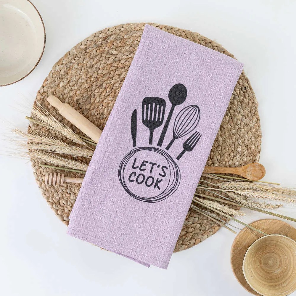 Ποτηρόπανα Κουζίνας Waffle Let&#039;s Cook - 50 x 70 cm - Βεραμάν - Borea