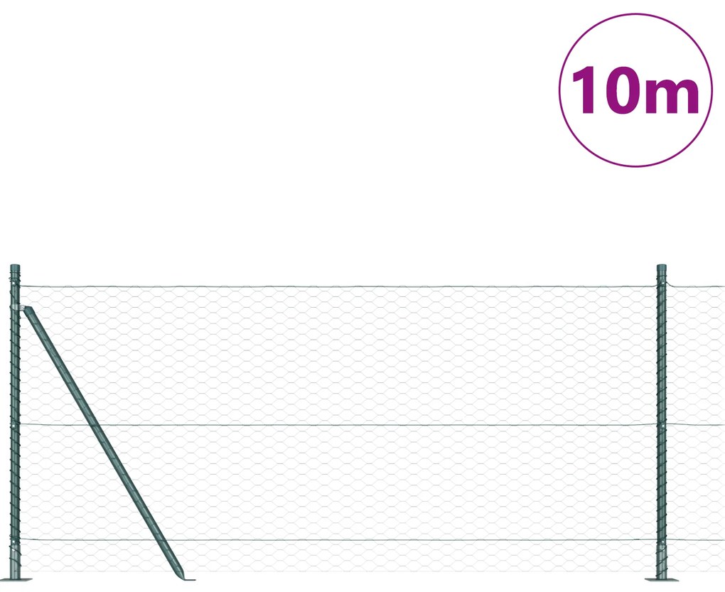 vidaXL Περίφραξη εξάγωνη Πράσινη 0.8x10 μ Χάλυβας