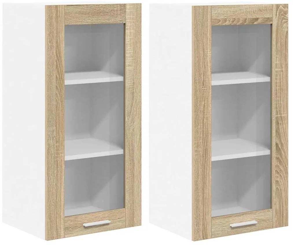 vidaXL Κρεμαστό ντουλάπι με πόρτα 2 pcs Δρύς Sonoma 40 x 31 x 80 εκ.
