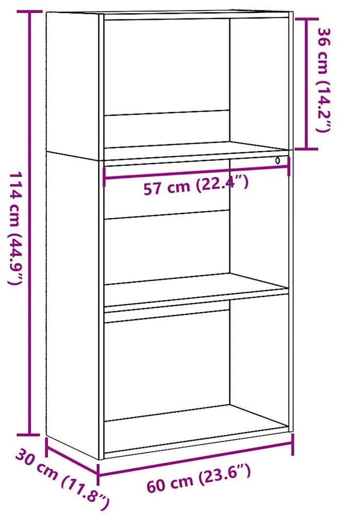 Βιβλιοθήκη Γκρι Sonoma 60x30x114 cm Ξύλινη κατασκευή - Γκρι