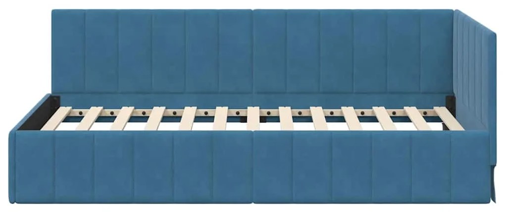 vidaXL Κρεβάτι Γωνίας με κεφαλάρι Μπλε 100 x 200 cm Βελούδο