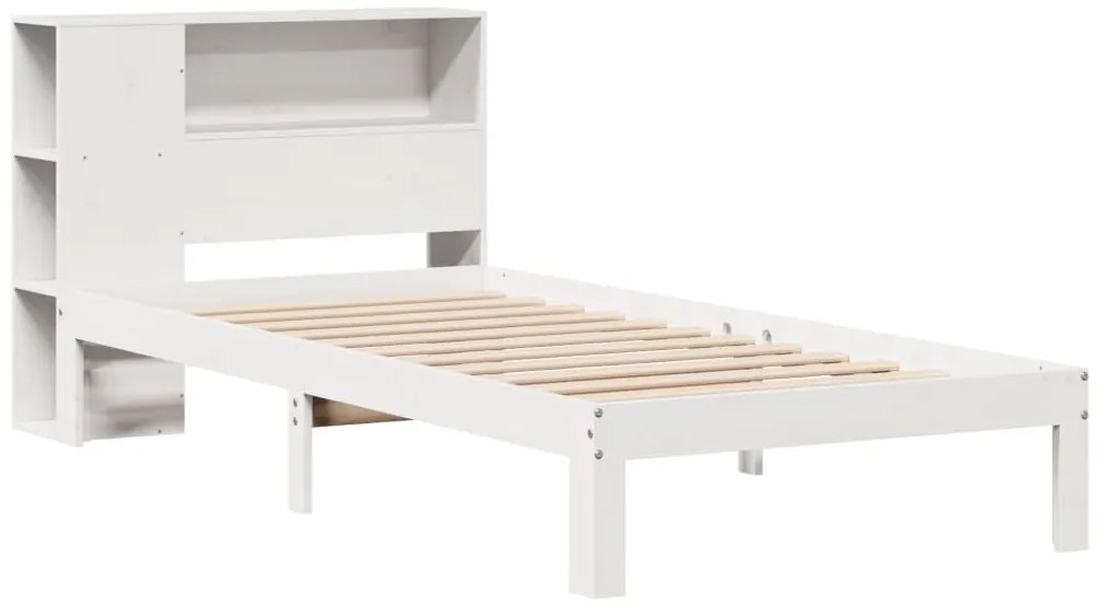 vidaXL Κρεβάτι Βιβλιοθήκη Χωρίς Στρώμα Λευκό 75x190 εκ Μασίφ Πεύκο