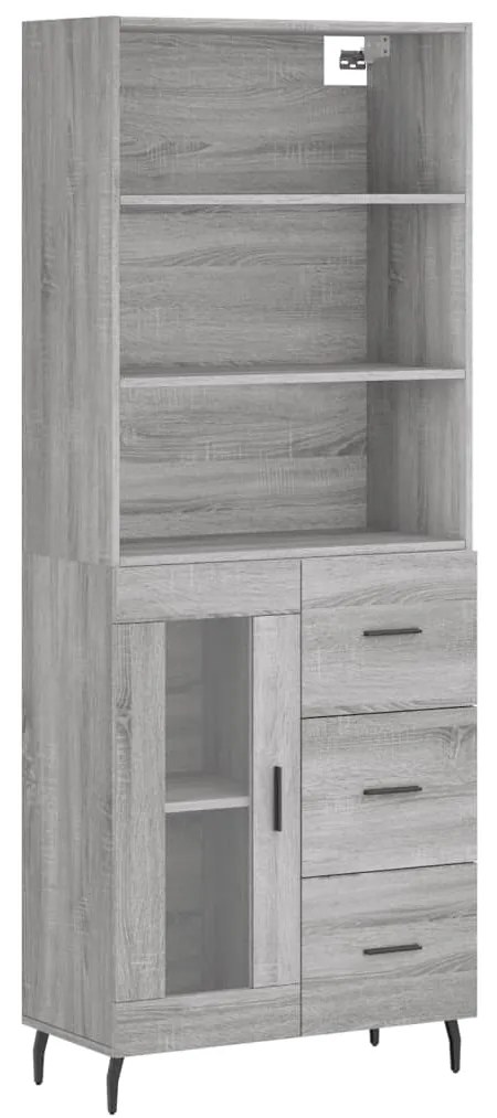 vidaXL Ντουλάπι Γκρι Sonoma 69,5 x 34 x 180 εκ. Επεξεργασμένο Ξύλο