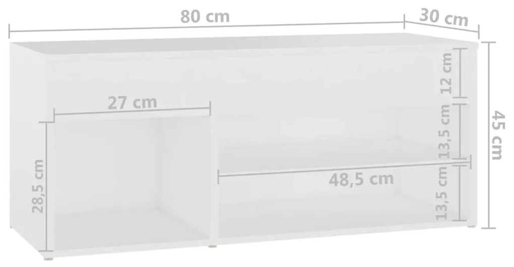 Παπουτσοθήκη Λευκή 80 x 30 x 45 εκ. από Επεξ. Ξύλο - Λευκό