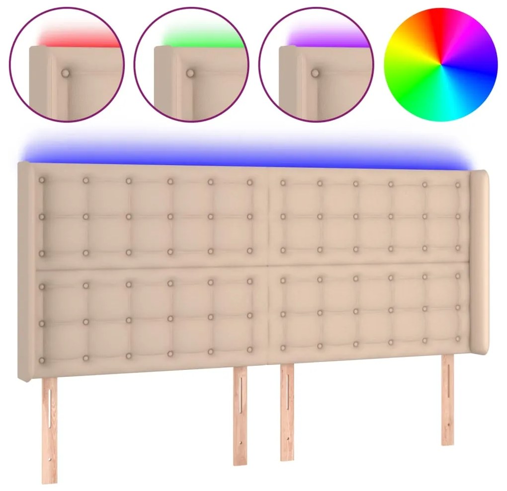 vidaXL Κεφαλάρι Κρεβατιού LED Καπουτσίνο 183x16x118/128 εκ