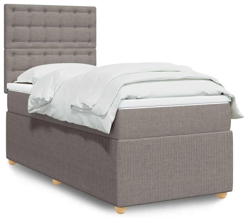 vidaXL Κρεβάτι Boxspring με Στρώμα Taupe 90x190 εκ.Υφασμάτινο
