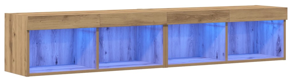 vidaXL Ντουλάπες Τηλεόρασης με LED Φώτα 2 τμχ Καρυδιά 80x30x30 εκ