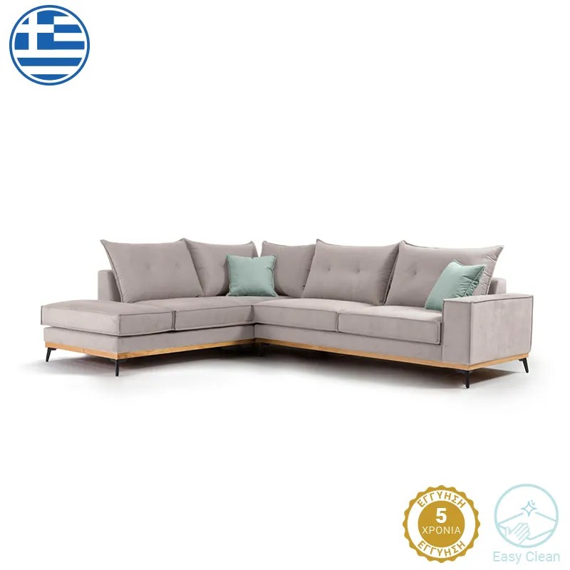 Intrahome Γωνιακός καναπές δεξιά γωνία ZAGROSINA Intrahome ύφασμα elephant-ciel 290x235x95εκ | SKU: INTRAPA-279111125