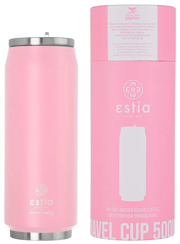 Θερμός Travel Cup Save The Aegean Blossom Rose  Estia 500ml