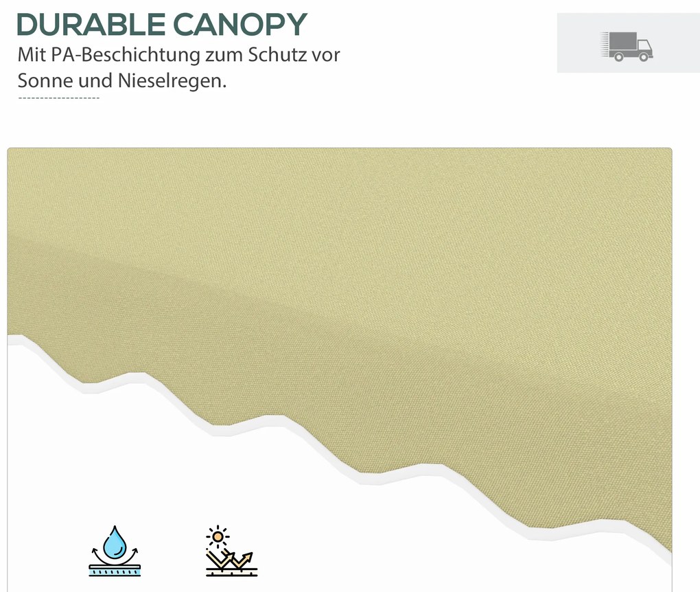 Outsunny Ομπρέλα κήπου, ομπρέλα κονσόλας, διακοσμητική άκρη, αεριζόμενη κορυφή, μεταλλικό πλαίσιο, 2,4x2,4x2,6m, Μπεζ