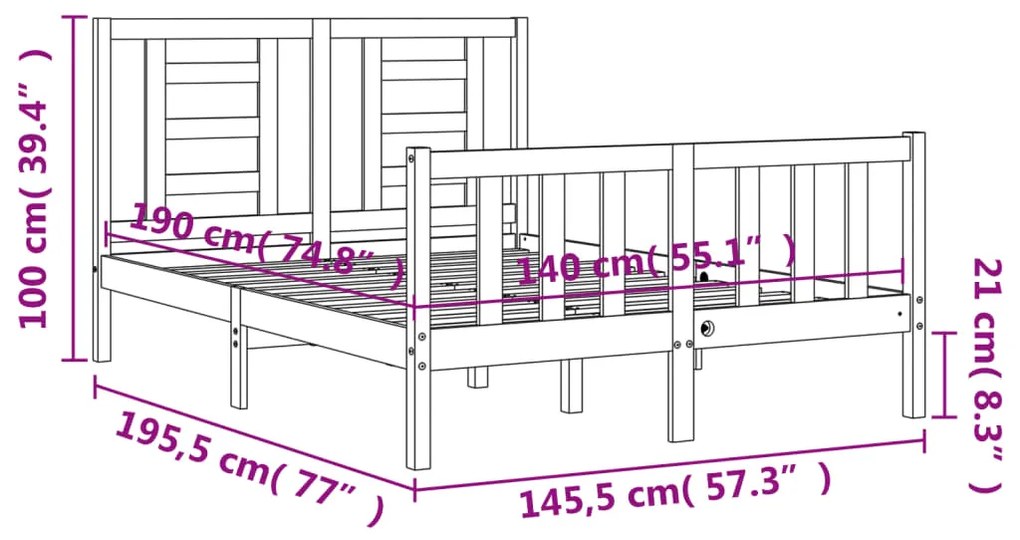 ΠΛΑΙΣΙΟ ΚΡΕΒΑΤΙΟΥ ΜΕ ΚΕΦΑΛΑΡΙ ΛΕΥΚΟ 140X190 ΕΚ. ΜΑΣΙΦ ΞΥΛΟ 3192862