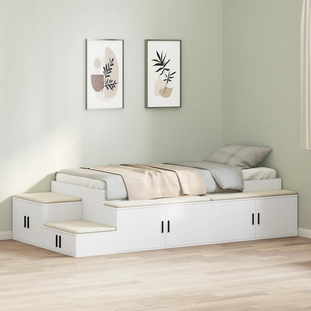 vidaXL Κρεβάτι αποθήκευσης Λευκό 90x190 εκ.