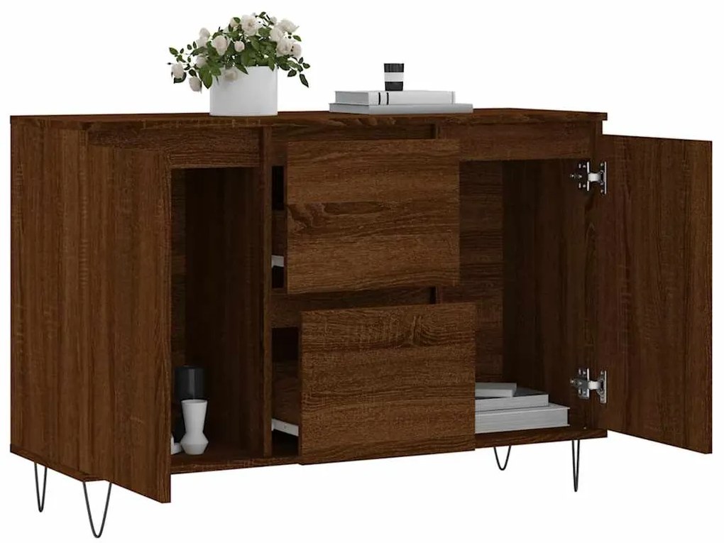 vidaXL Μπουφές Καφέ Δρυς 101,5 x 35 x 70 εκ. από Επεξεργασμένο Ξύλο