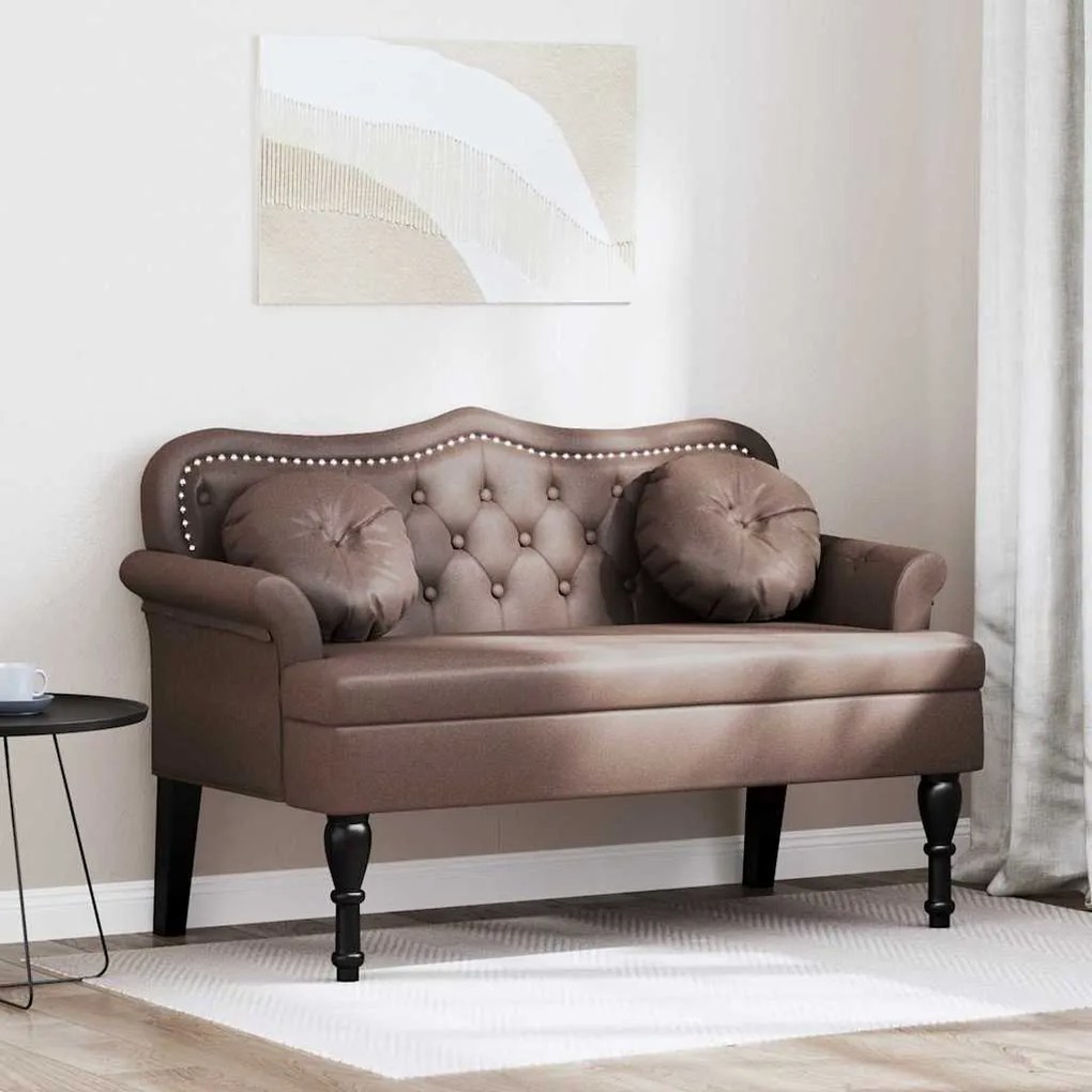 vidaXL Καναπές Chesterfield Καφέ 120,5 x 65 x 75 εκ. Τεχνητό Δέρμα