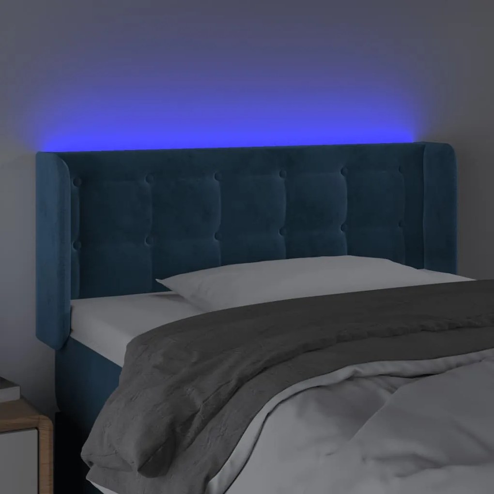 Κεφαλάρι Κρεβατιού LED Σκούρο Μπλε 103x16x78/88 εκ. Βελούδινο 3123716
