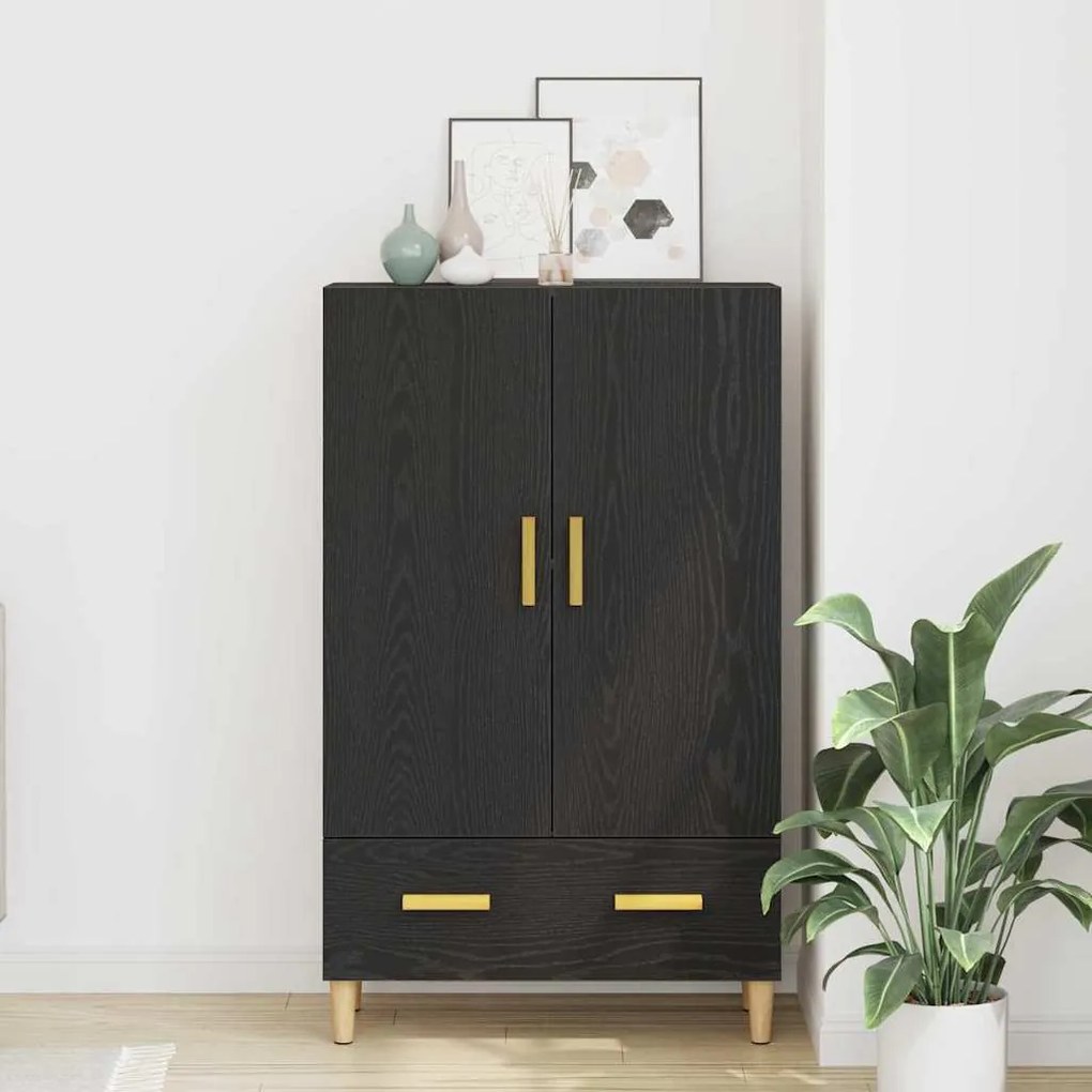 vidaXL Highboard με συρτάρι Μαύρο 70 x 31 x 115 εκ Επεξεργασμένο ξύλο