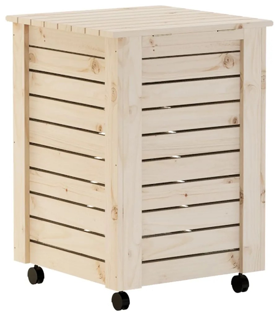 vidaXL Καλάθι Άπλυτων με Τροχούς RANA 45x45x64εκ. Μασίφ Ξύλο Πεύκου