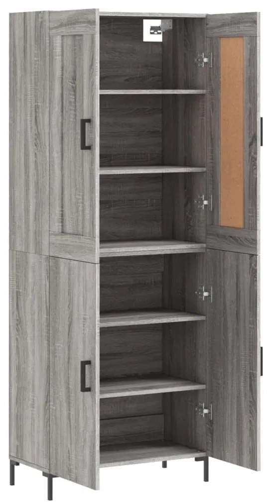 vidaXL Ντουλάπι Γκρι Sonoma 69,5 x 34 x 180 εκ. Επεξεργασμένο Ξύλο