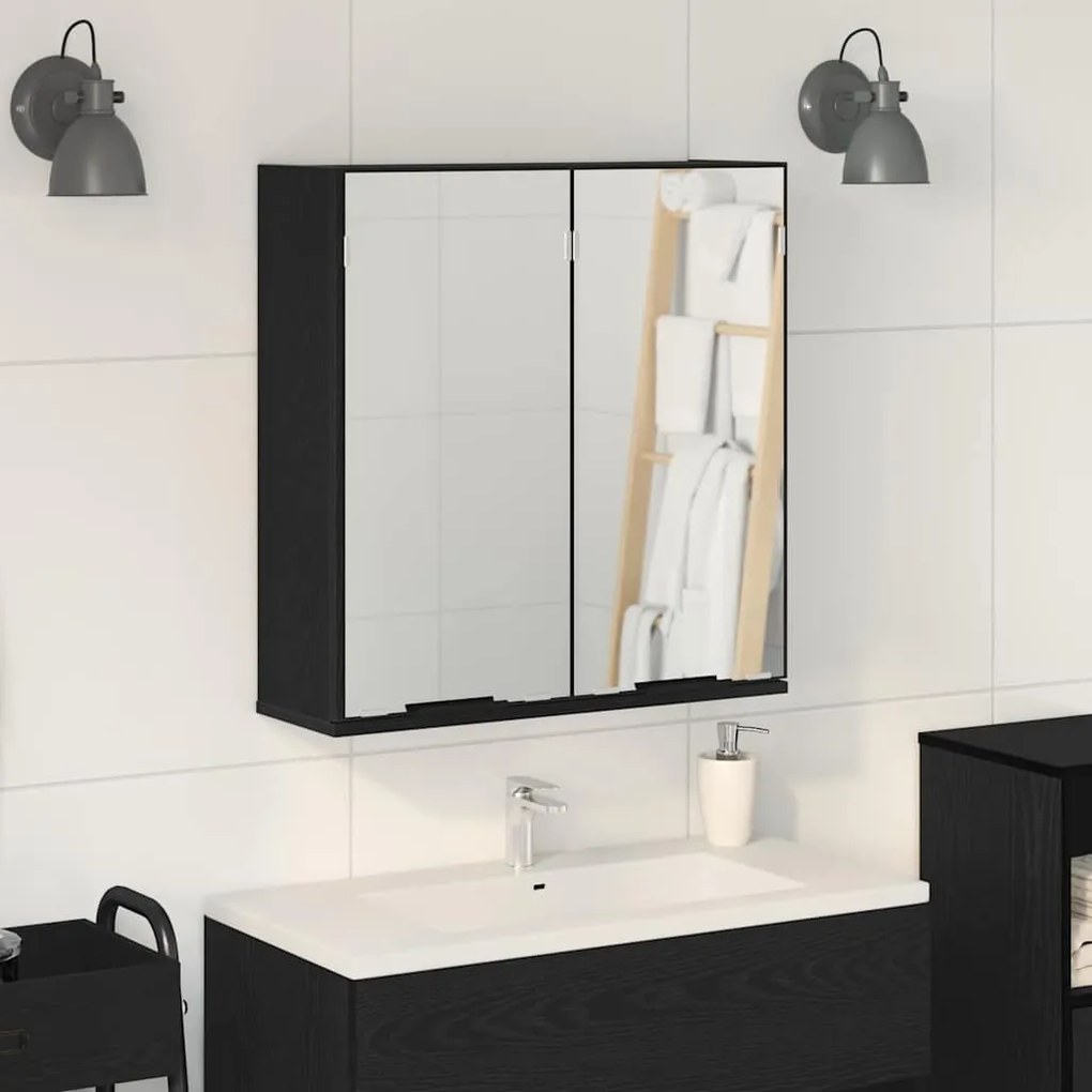 Καθρέφτης μπάνιου vidaXL - Μαύρη βελανιδιά, 64x20x66,5 εκ, Κατασκευασμένος από επεξεργασμένο ξύλο
