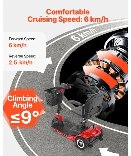 VEVOR 3-Wheel Electric Mobility Scooter for Adult &amp; Seniors, Foldable Mobility Scooter with 20KM Long Range, All Terrain Travel Wheelchair with Anti-slip Wheels, 9° Climbing Capacity &amp; 120kg Loading