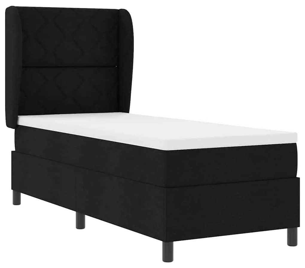 vidaXL Κρεβάτι με ελατήρια με στρώμα Μαύρο 80 x 200 cm ύφασμα
