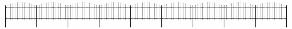 vidaXL Κάγκελα Περίφραξης με Λόγχες Μαύρα (1,25-1,5)x15,3 μ. Ατσάλινα
