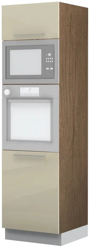 Επιδαπέδιο ντουλάπι φούρνου ψηλό Raval K21-60-RM-Δρυς - Λευκό γυαλιστερό