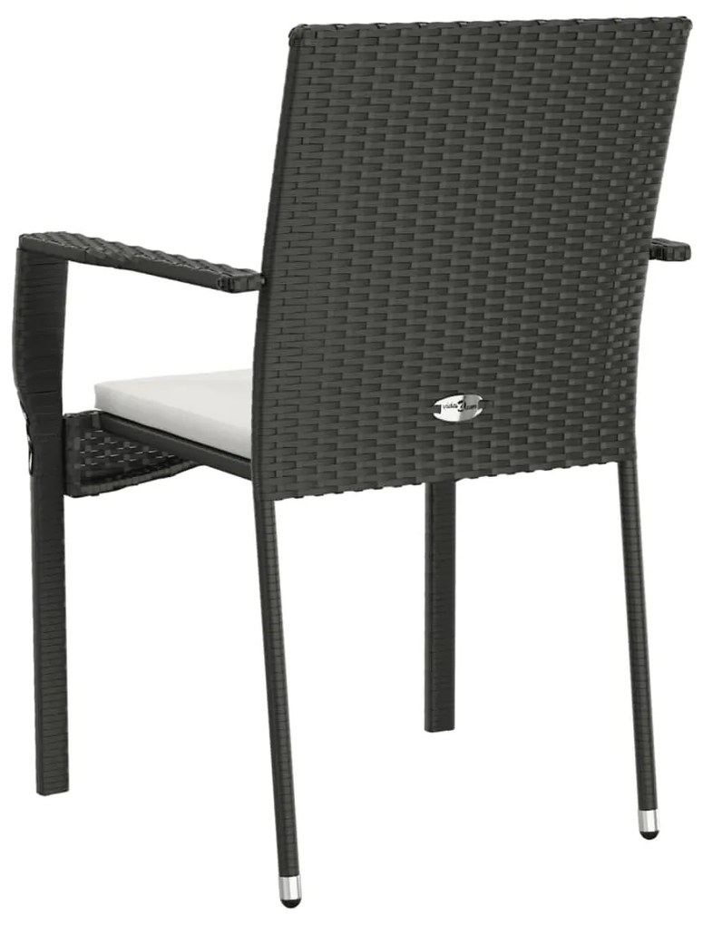 vidaXL Καρέκλες Κήπου 2 τεμ. Μαύρες από Συνθετικό Ρατάν με Μαξιλάρια