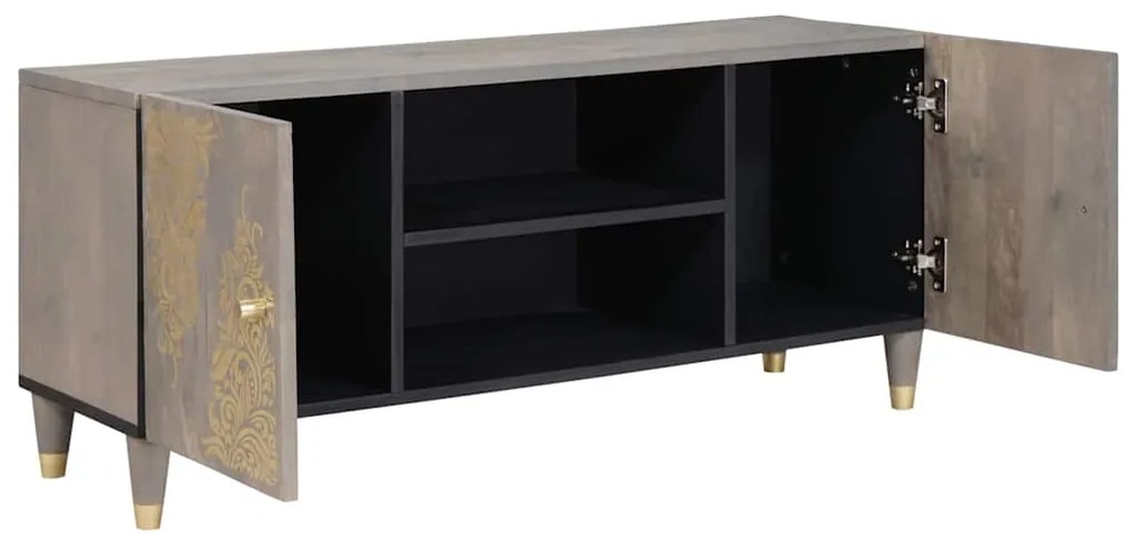 vidaXL Ντουλάπι TV με ράφι Γκρι 105 x 33 x 46 εκ. Στερεό ξύλο μάνγκο