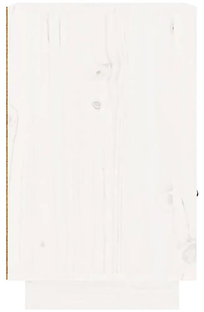 Κομοδίνο Λευκό 40 x 34 x 55 εκ. από Μασίφ Ξύλο Πεύκου - Λευκό