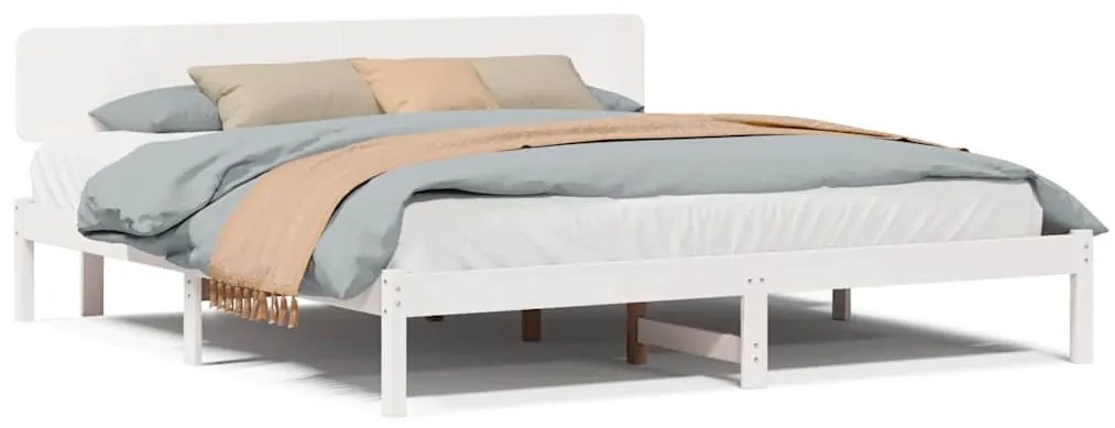 vidaXL Σκελετός Κρεβατιού Λευκό 180 x 200 cm Μασίφ ξύλο πεύκου