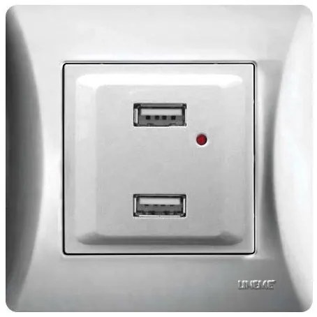 Πρίζα USB 2 Θύρες Ασημί H-Series 50-00139-5 Lineme 50-00139-5