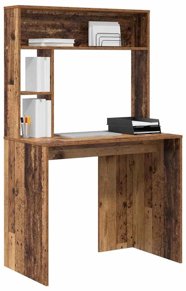 vidaXL Γραφείο με ράφι Παλαιό ξύλο 91 x 50 x 149 εκ Επεξεργασμένο ξύλο