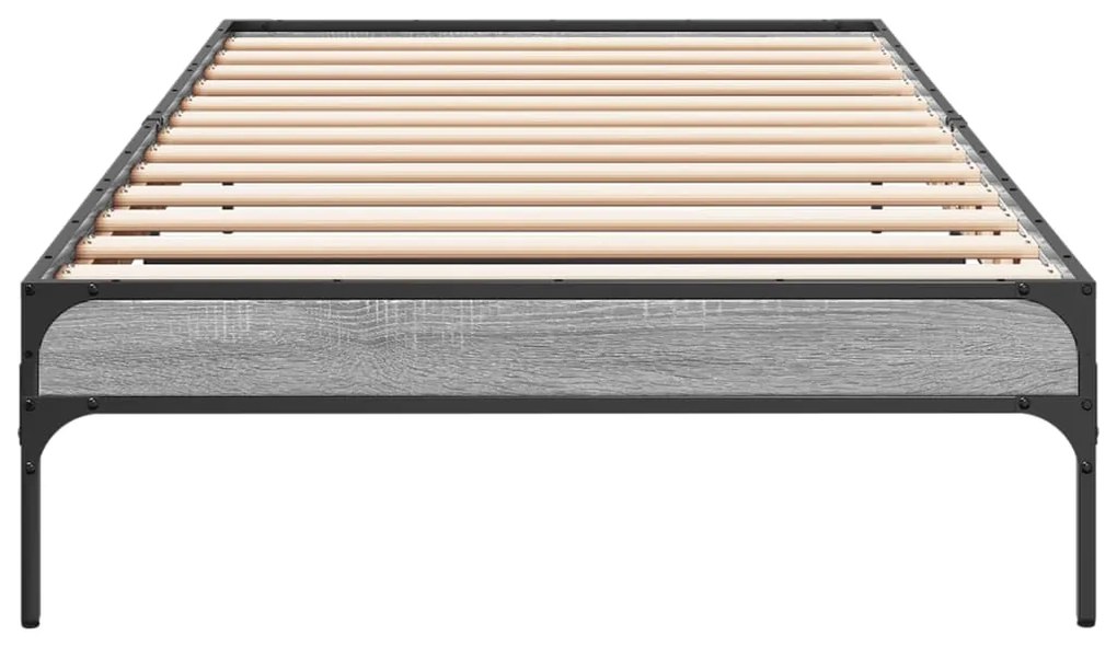 vidaXL Πλαίσιο Κρεβατιού Γκρι Sonoma 75x190 εκ. Επεξ. Ξύλο &amp; Μέταλλο