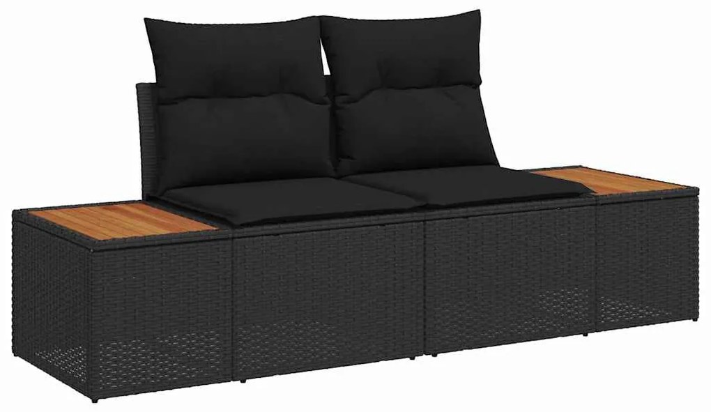 vidaXL Σετ Κήπου 5 Τεμαχίων με Μαξιλάρια σε Μαύρο Poly Rattan και Acacia
