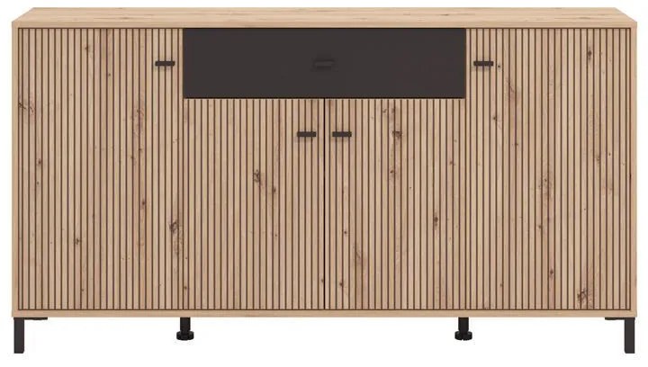 Μπουφές Avignon 170 4K1F4V Artisan oak - Μαύρο 170x40x90εκ. 170x40x90 εκ.